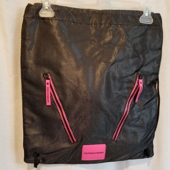 Victoria's Secret VSX Sport Black Mesh Drawstring Backpack - Picture 3 of 7